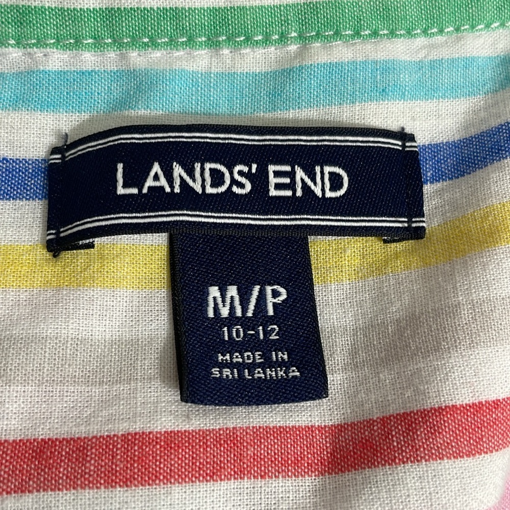 Lands end linen blend cabana stripe shirt size M - Picture 7 of 9